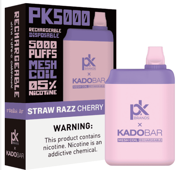 Pod King Kado Bar PK5000 Disposable Vape - 5000 Puffs Straw Razz Cherry Ice